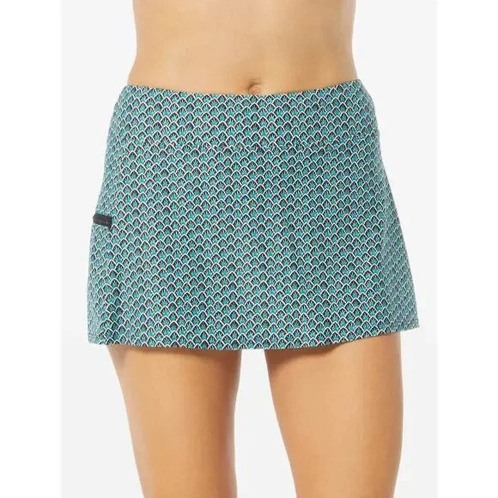 Beach House Swim Skort Teal Geometric Print Zipper Pocket Plus Size 18W NWT